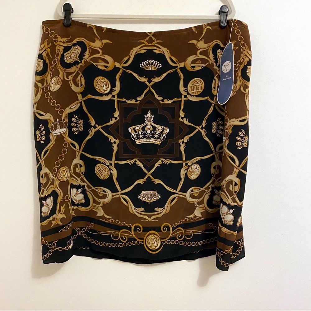 Diane Gilman DG2 100% Silk Scarf Print Skirt Sz 22